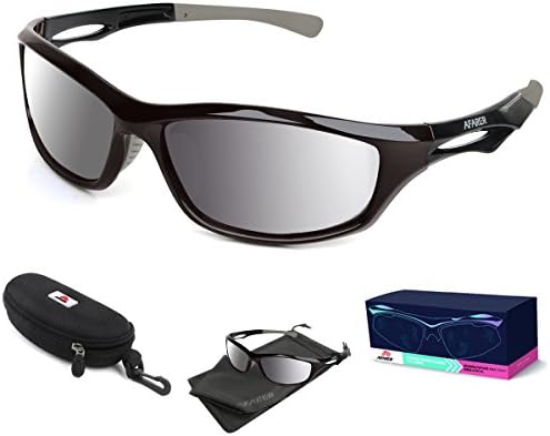 AFARER Polarized Sport Sunglasses for men women Outdoor Driving Fishing Cycling Running Golf with TR90 Unbreakable Frame Dark Gray