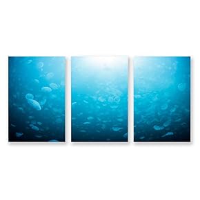 3 Panel Jellyfish in Deep Sea Pictures Home...