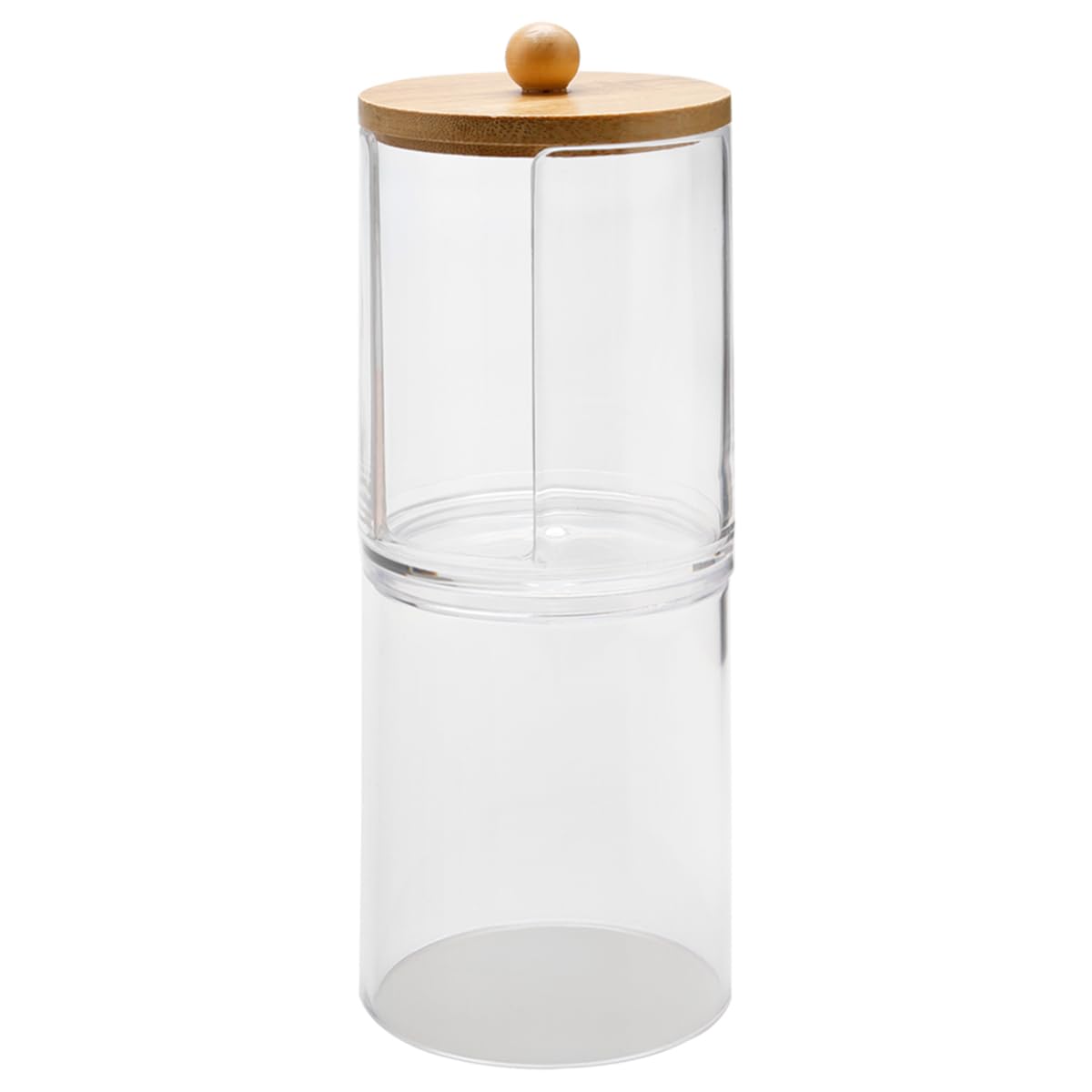 GLADFRESIT Cotton Pad Holder Stackable Floss Swab Holder Dispenser with Bamboo Lid for Qtips Cotton Ball Jewellery Cosmetic Organiser for Bathroom Kitchen Jar Canister