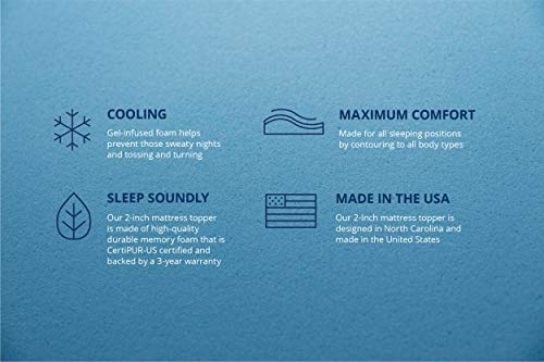 ViscoSoft 2 Inch Gel Memory Foam Full Mattress Topper – Amazing Cloud-Like Comfort and Robust Support for Side, Back, Stomach Sleepers – Gel Infused for Temperature Regulation – Made in USA - Thumbnail 2
