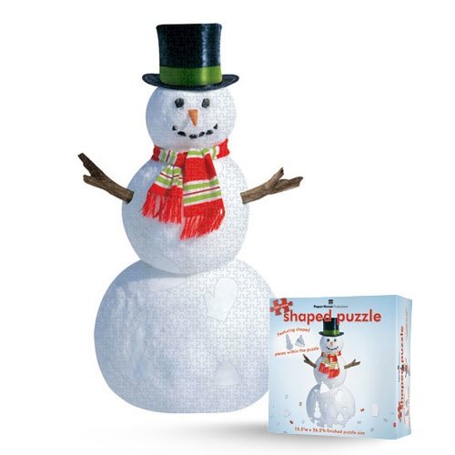 Paper House Productions Jigsaw Shaped Puzzle 27 by 27-Inch, Snowman (500 Piece)