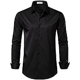 EOUOSS Men's Dress Shirts Formal Slim Fit Stretch Long Sleeve Button Down Shirt for Men Wrinkle Free Collar Business Shirts