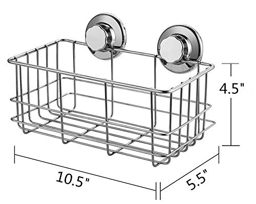 Slideep Vacuum Suction Cups Shower Caddy, Bathroom Storage Basket, Deep Bath Shampoo Conditioner Sponge Holder, Kitchen Storage Organizer, Stainless Steel Shelf - Thumbnail 6