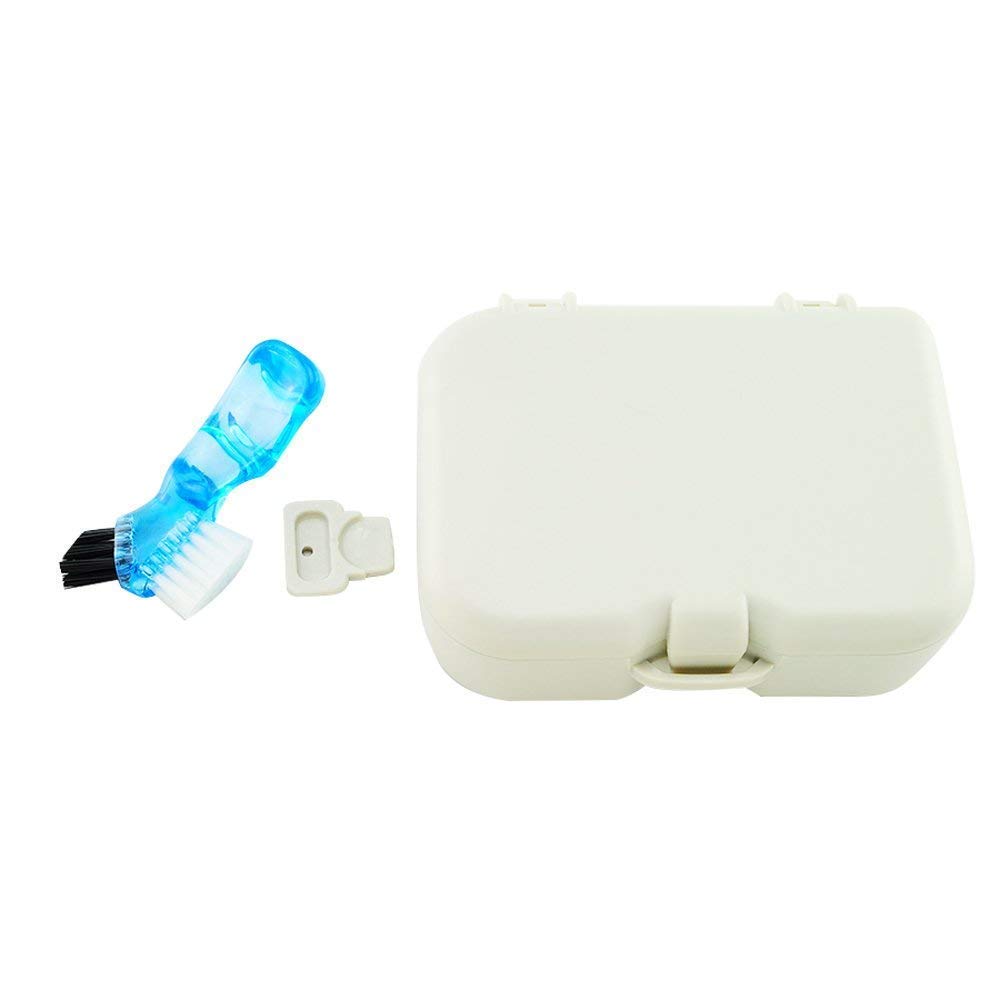 Oral Plastic Box Portable Denture Box with Mirror & Clean Brush, Handy False Teeth Storage & Bath Box : Beauty