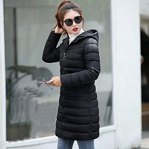 Coats For Women On Sale, Clearance!! Farjing Women Winter Sale Warm Coat Hooded Thick Warm Slim Jacket Long Overcoat（L,Black) - Thumbnail 2