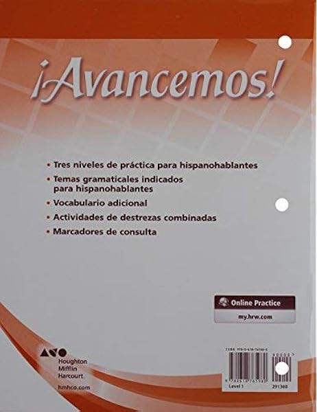 Amazon Com Avancemos Cuaderno Para Hispanohablantes Student Workbook With Review Bookmarks Level 1 Spanish Edition 9780618782680 Ml Books