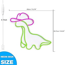iPuppy Cowgirl Dinosaur Neon Sign, Cowboy Dinosaur