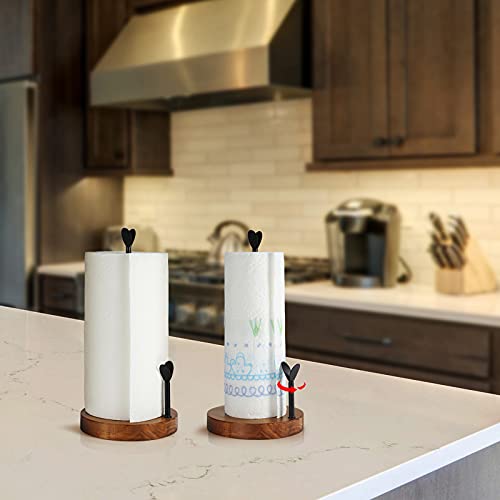 TJ.MOREE Farmhouse Paper Towel Holder Countertop, Wood Paper Towel