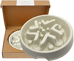 Simply Pets Online Anti Gulp Dog Bowl – Non Plastic, Slow Feeder Dog Bowl, Made from Bamboo Fiber