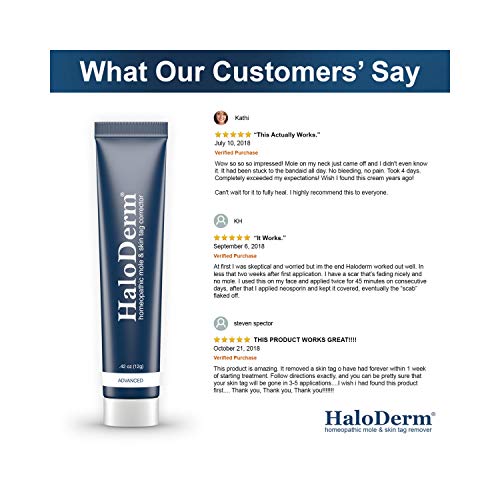 HaloDerm Advanced Skin Tag Remover & Mole Remover - All Natural Skin Tag Cream - Remove up to 10 Skin Tags (FAST Results In As Little As 3-5 Applications) - Industry Leading Safe & Effective Formula -