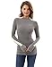 PattyBoutik Women Mock Neck Raglan Long Sleeve Sweater (Gray and Ivory Medium)
