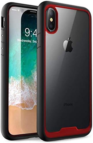 iPhone Xs Max case, ALPHABETT Scratch Resistant Drop Protective Clear Case iPhone Xs Max 6.5 inch 2018 Release (Red)