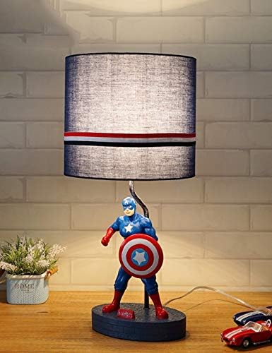 ESPERANZAXU Captain America's Children's Desk Lamp, Creative Boy's Bedroom Bedside Lamp, Cartoon Learning Desk Lamp