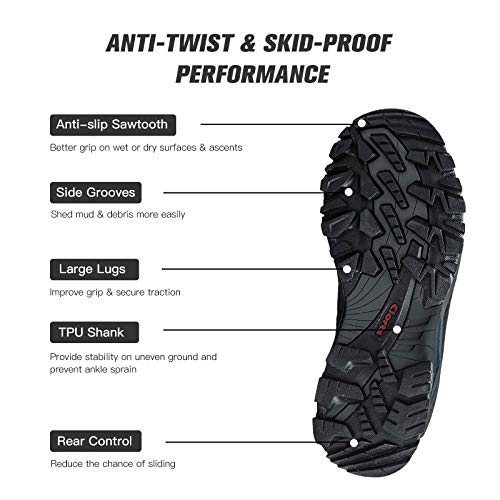 Clorts Men's Pioneer Hiking Boots Waterproof Suede Leather Lightweight Hiking Shoes Dark Grey/Blue 11.5 M US - Thumbnail 2