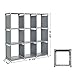 SONGMICS 9-Cube DIY Storage Shelves, Open Bookshelf, Closet Organizer Rack, Non-Woven Fabric Cabinet, Gray ULSN45GY