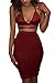 ioiom Woman's Strappy Backless Bandeau Stretchy Slim Fit Tight Summer Midi Dress Wine L