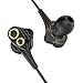 Earbuds, UiiSii DT200 In Ear Headphones with Microphone and Volume Control, Dual Drivers Earphones with HiFi Audio, Deep Bass for Noise Isolating, Compatible with Apple Headphones, Android(Black)