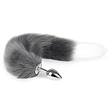 Utimi Anal Butt Plug Stainless Steel Anal Stopper Smooth Anus Toy with Faux Fox Tail