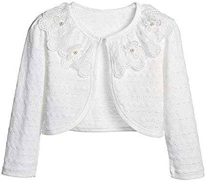 Girls Bolero Shrugs Long Sleeve Cotton Cardigan Jacket Sweater for Little Girls Hot Dress Cover up