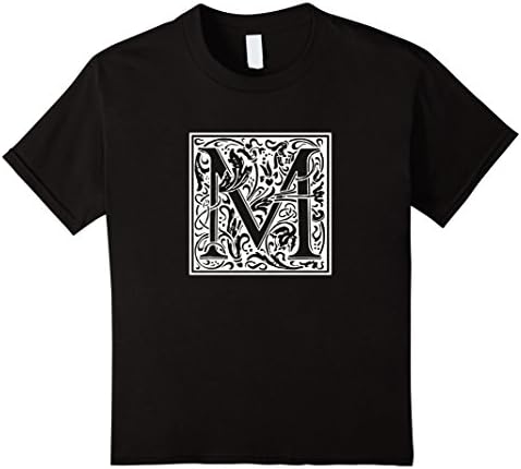 Kids The Official M Initial Capital Letter T-Shirt 12 Black