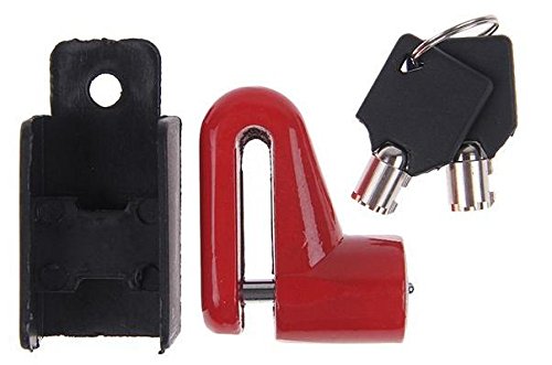 Roswheel Portable Mini Anti-theft Disk Disc Brake Rotor Wheel Lock Security Lock for Scooter Bike Bicycle Motorcycle Scooter with Two Keys(Red)