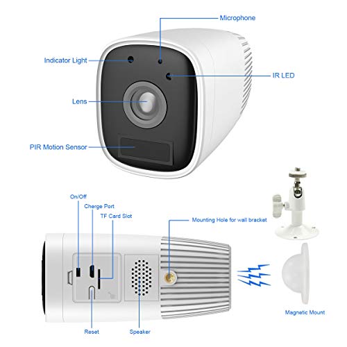 image for Wireless Rechargeable Battery Security Camera 1080P Abowone Wireless W