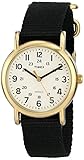 Timex Unisex T2P4769J Weekender Gold-Tone Watch with Black Nylon Band