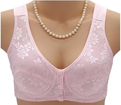 Smallwin Womens Breathable Stretch Full-Coverage Front Closure Bras Pink US 38B