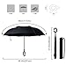 Double Layer Wind Proof, Hippih UV Proof Reverse Folding Inverted Umbrella Travel Umbrella with C Shape Handle and Carrying Bag