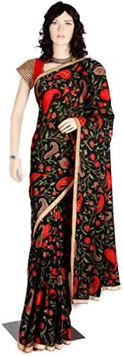 Ustaad Women's Georgette Printed Bollywood Party Wear Indian Saree