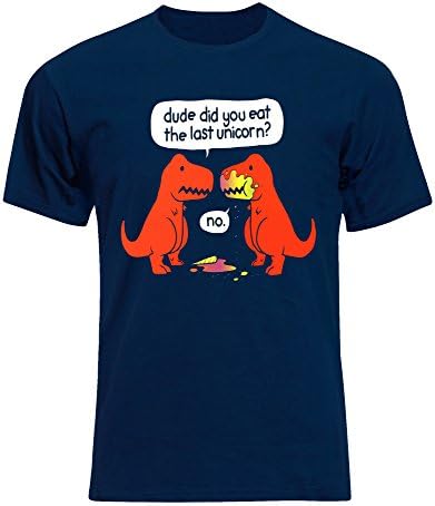 OVES Eat The Last Unicorn Funny Quote Dinosaurs Multicolor Fantasy Magic Mens Tee Shirt Top