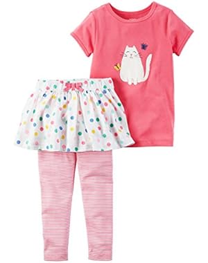 Girls' 2T-4T 2-Piece Kitty Tee And Tutu Pants Set
