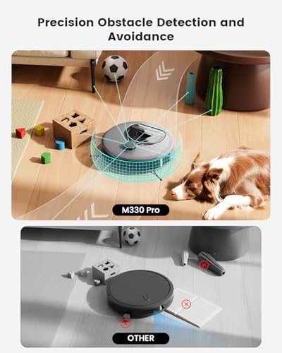 Lefant M330 Pro Robot Vacuum Cleaner with Mop, 5000Pa Suction, dToF Laser Navigation | 190° Obstacle Detection, WiFi 2.4G/5G & App/Alexa Control,150 Mins Runtime, Grey