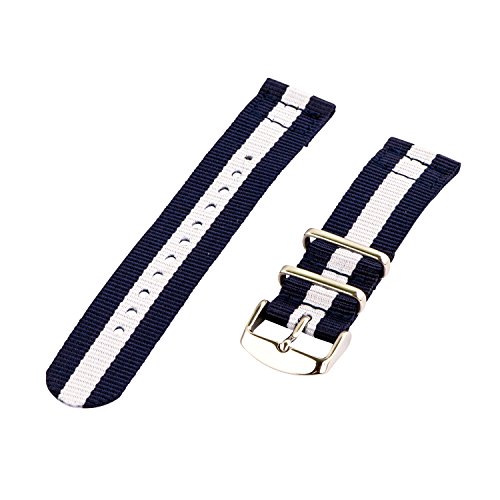 Clockwork Synergy - 2 Piece Classic NATO SS Nylon Band (18mm, Navy Blue / White)