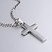 Aienid Mens Cross Necklace Silver Women Stainless Steel Pendant Necklace Long Chain for Men 24 Inches