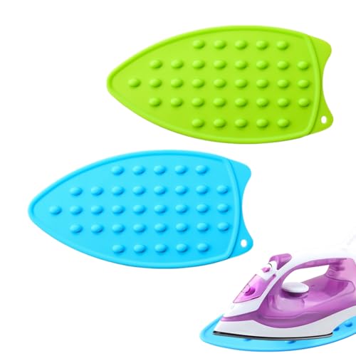 2 Pcs Ironing Mat Multipurpose Silicone Iron Hot Resistant Mat for Protecting Your Table Top(Blue, Green)