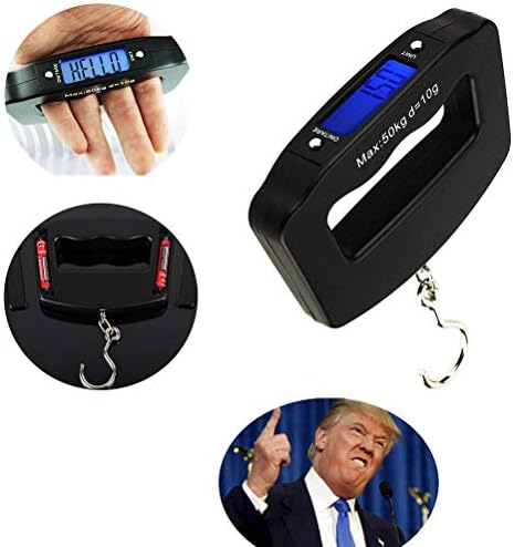 Digital Scale Luggage Scale Portable Grip Electronic Travel Scale 110 Lb/ 50Kg Suitcase Kitchen Scales with Tape Hook Torch AAA Battery (Hook)