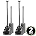 mDesign Hidden Plunger and Brush Set for Toilet Bowl - Brush Cleaner and Plunger Combo with Holder Caddy for Bathroom - Modern Toilet Brush and Plunger Set - Aura Collection - 2 Pack - Charcoal Gray