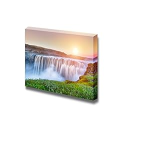 Canvas Prints Wall Art - Beautiful Scenery/Landscape Powerful Waterfall Dettifoss on Iceland | Modern Home Deoration/Wall Art Giclee Printing Wrapped Canvas Art Ready to Hang - 12" x 18"