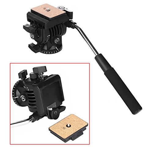 pangshi Video Camera Tripod Fluid Drag Pan Head with 1/4 Screw Quick Release Plate, Max. Load up to 4kg/8.8lbs, for Nikon Canon Sony DSLR SLR Camera Camcorder Shooting Filming