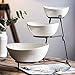 3 Tier Oval Bowls with Metal Rack,Food Server Display Stand, Three Serving porcelain Bowls set,Dessert Appetizer Snack Server