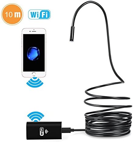 NIUIEMEE Wifi Wireless Endoscope,Inspection Camera 6 LEDS OTG USB Borescope Waterproof Snake Camera for Android and IOS Smartphone, iPhone, Samsung, Tablet - Black