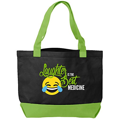 Think Medical Canvas Laughter Emoji Tote Lime