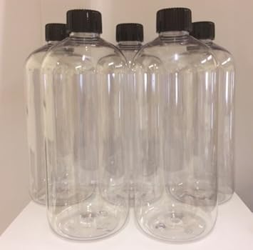 5 X 500ml Clear Pet Plastic Bottle Black Lid Amazon De Drogerie Korperpflege