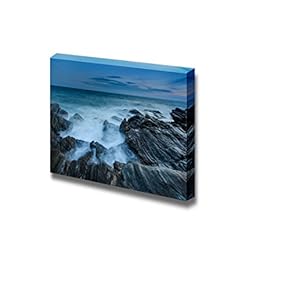 Canvas Prints Wall Art - Waves by a Rocky Island | Modern Wall Decor/Home Decoration Stretched Gallery Canvas Wrap Giclee Print. Ready to Hang - 12" x 18"