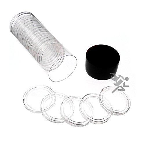 Black Lid Capsule Tube & 20 Air-Tite H34 Direct Fit Coin Holders for 1/2oz Silver Maples