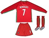 2015 Portugal Cristiano Ronaldo #7 Home Football Soccer Kids Jersey Short Socks Set Youth Sizes (Long, 12-13 Years Old)