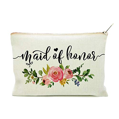 Maid of Honor Bag, Maid of Honor Gift, Maid of Honor Proposal, Maid of Honor Makeup Bag, Linen Cotton Makeup Bag, Makeup Bag, Makeup Pouch