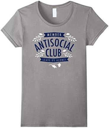 Womens MEMBER ANTISOCIAL CLUB LEAVE US ALONE SHIRT Medium Slate