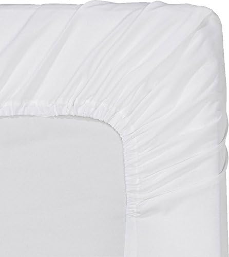 ARlinen 100% Cotton 1-Piece Fitted Bottom Sheet Fit Mattress up to 18 Inch Deep Pocket-Premium Quality-Breathable-Durable-Comfortable 600 Ultra-Soft Wrinkle Resistant Queen Size Solid White